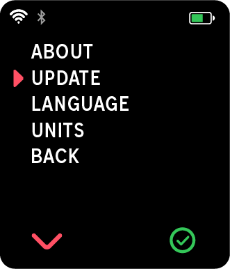Sensor settings screen
